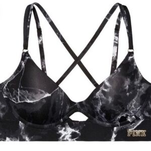 PINK Victoria's Secret Black and White Marble Bra